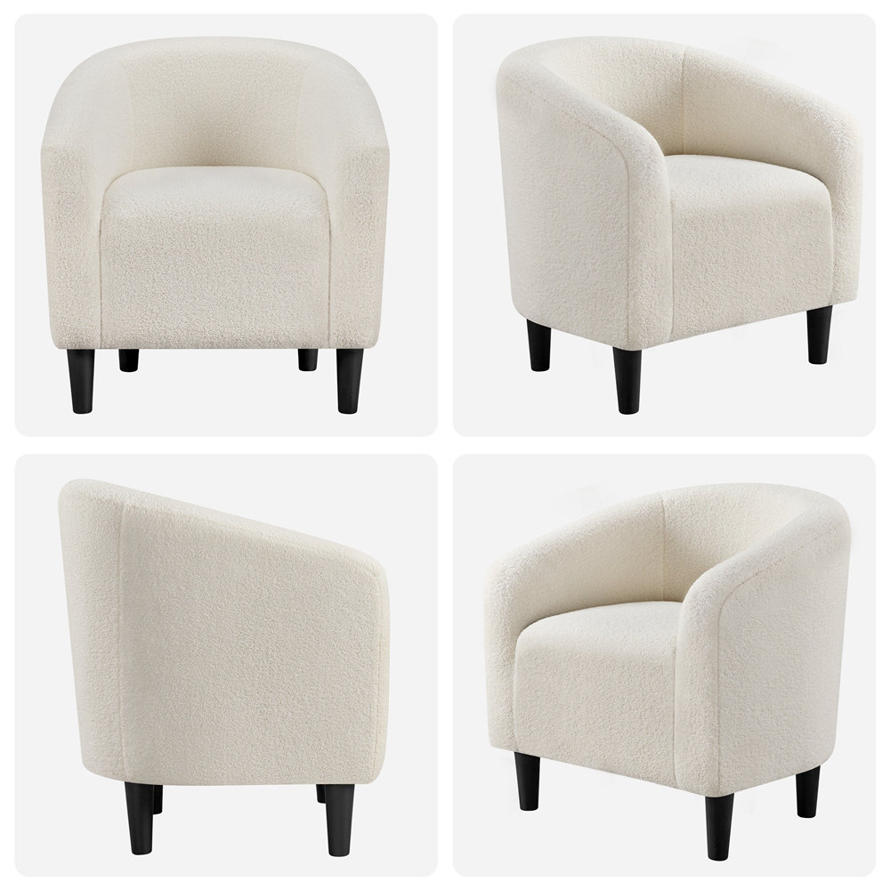 27”Wide Upholstered Solid Wood Barrel Accent Club Chair